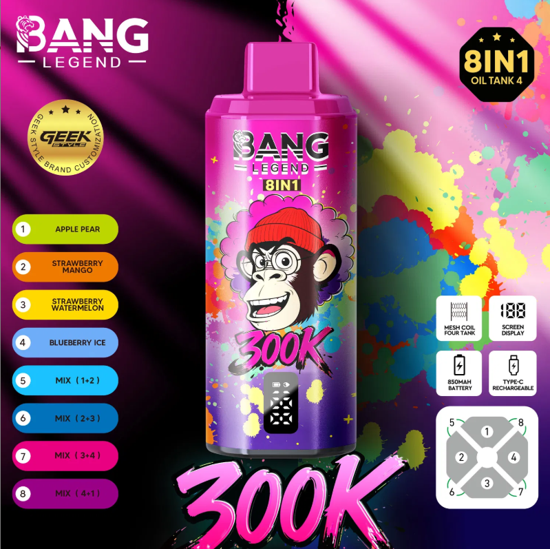 【New Arrive】Bang Legend Geek 300K Disposable Vape – 8-in-1 Flavor Chamber - Image 4
