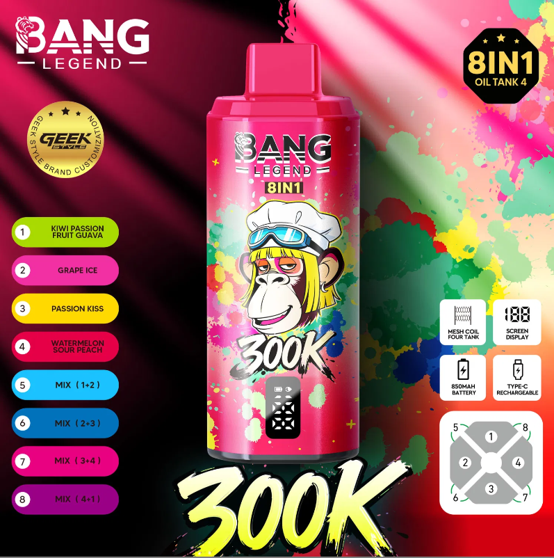 【New Arrive】Bang Legend Geek 300K Disposable Vape – 8-in-1 Flavor Chamber - Image 2