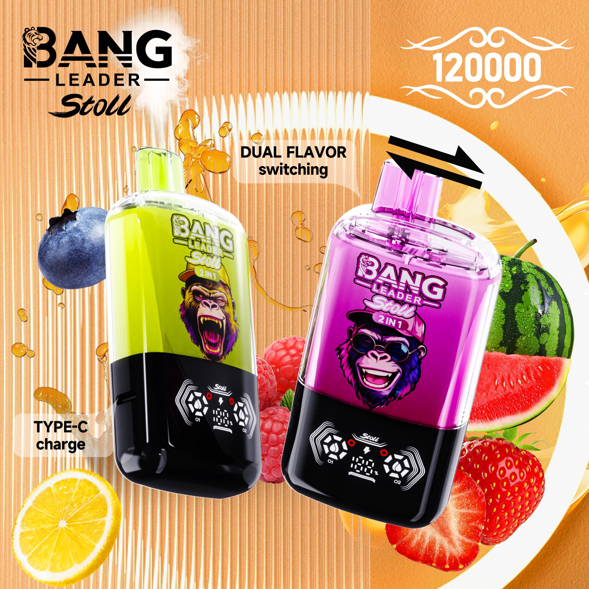 【New Arrive】Bang Leader Stoll 120K 120000 Puffs Double Taste&Anti-Leak Design LED Display Disposable Vape - Image 25