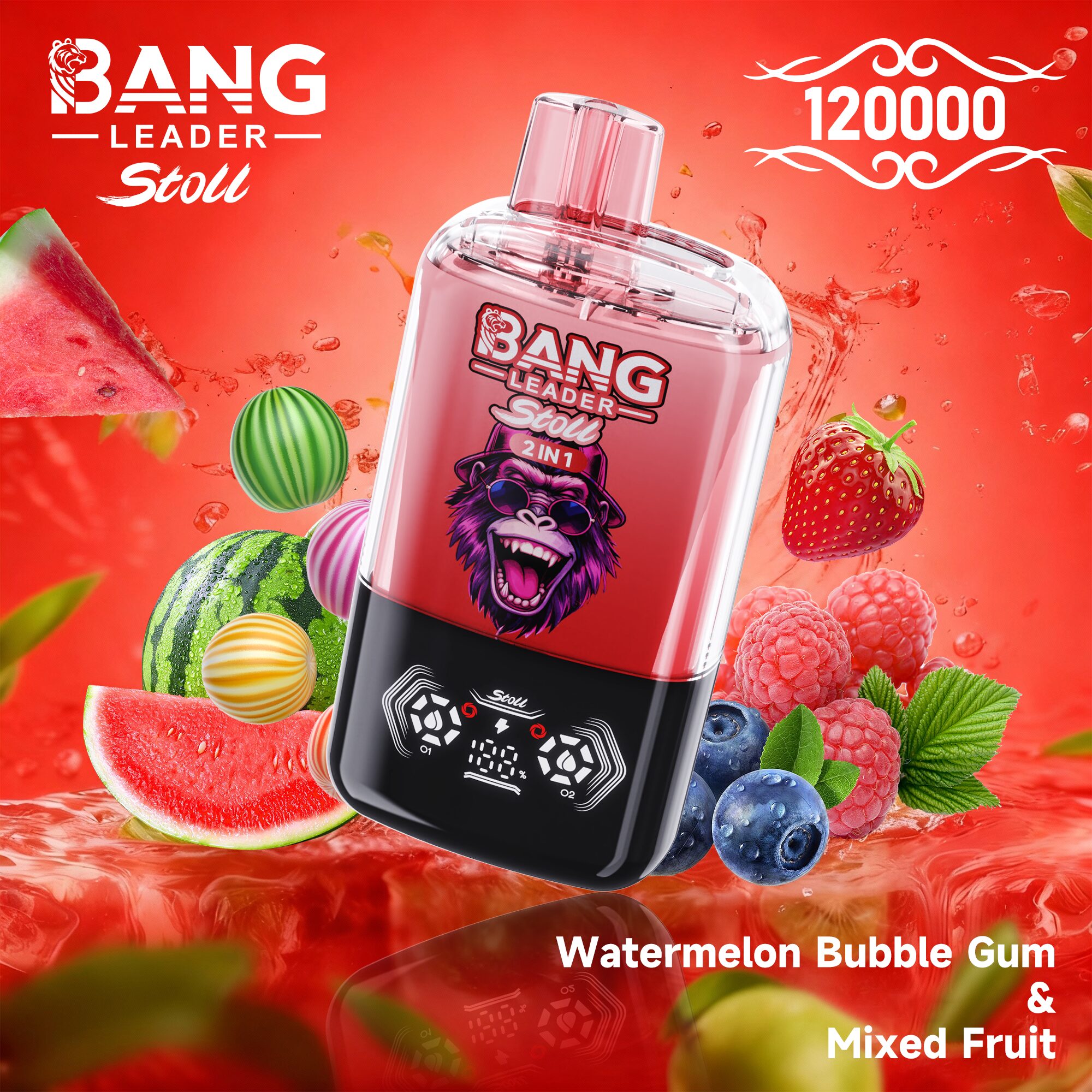 【New Arrive】Bang Leader Stoll 120K 120000 Puffs Double Taste&Anti-Leak Design LED Display Disposable Vape