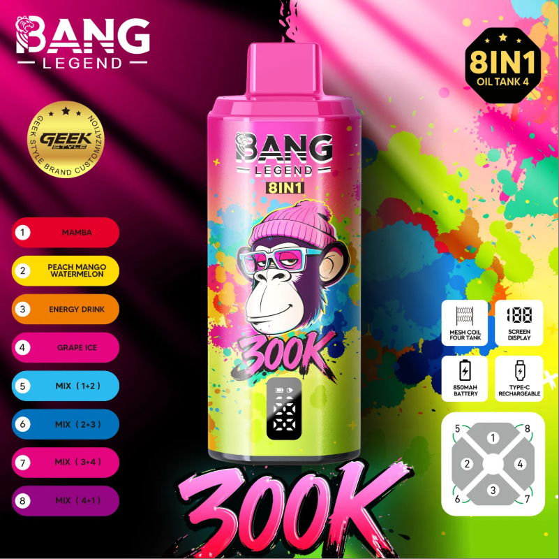 【New Arrive】Bang Legend Geek 300K Disposable Vape – 8-in-1 Flavor Chamber - Image 3